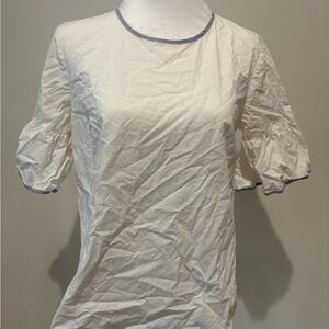 J. Crew White Blouse with Blue Trim